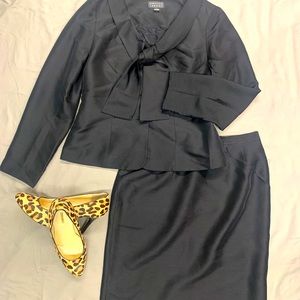 Ladies black silk skirt suit